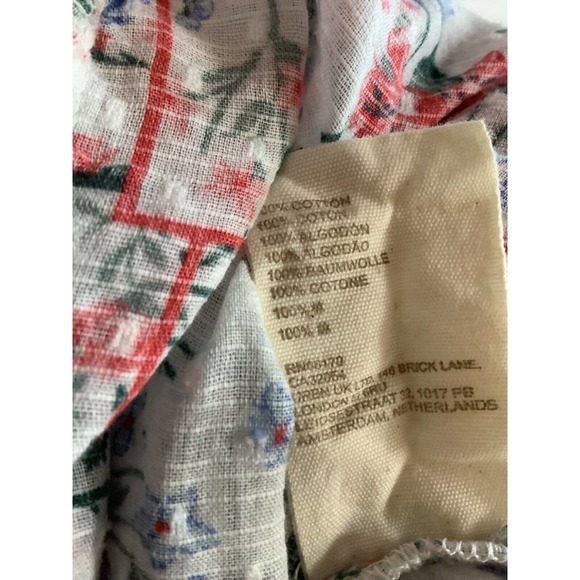 LETINEKE sz 6 floral flutter sleeve Swiss dot button down blouse top shirt - Picture 6 of 6